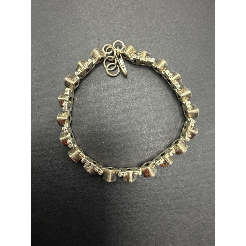 Vintage 7" Sterling Silver Multi Gemstone Bracelet Amethyst Garnet 16 Grams J28 - Picture 5 of 15